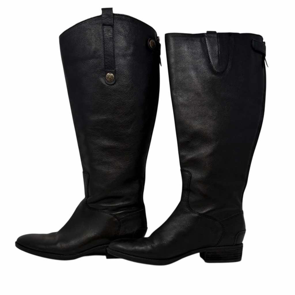 Sam Edelman Penny Black Tall Leather Riding Boots Size 7